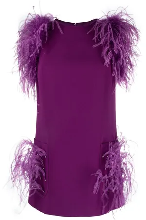 Elie saab Feather-trim crepe blouse