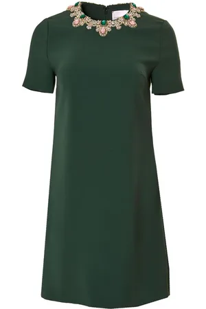 Carolina Herrera Crystal-embellished short-sleeve shift dress