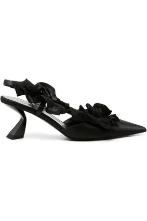 Nensi Dojaka Ruffle-detailed satin slingbacks