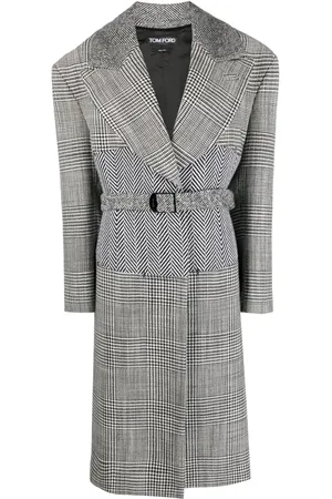 Tom Ford Houndstooth-pattern belted coat
