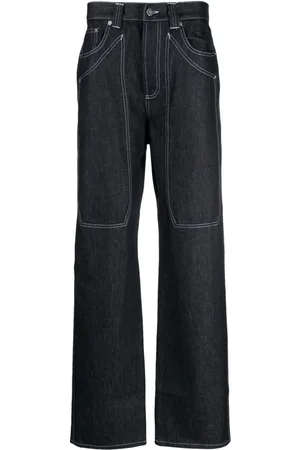 Winnie NY Contrast-stitching straight-leg jeans