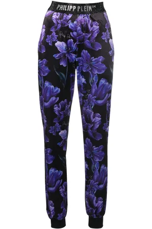 Philipp Plein Floral-print logo-appliqué track pants