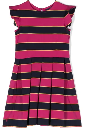 Ralph Lauren Striped pleat-detail dress