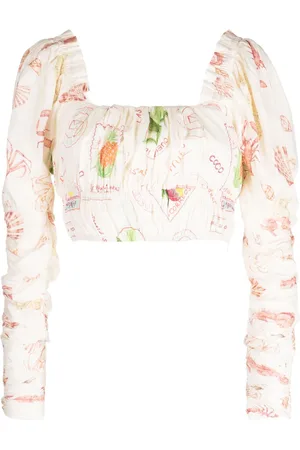 We Are Kindred Jeanne mutton-sleeve crop top