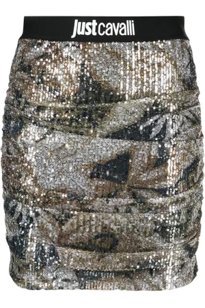 Roberto Cavalli Sequined ruched skirt