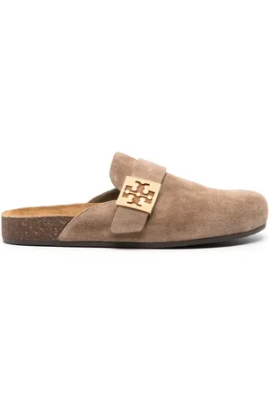 Tory Burch Logo-plaque suede mules
