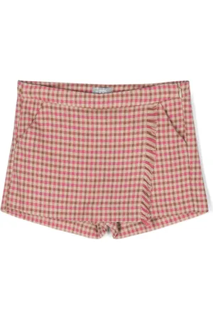 Il gufo Checked fringe-detailing short