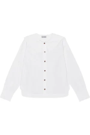 Ganni Bib-collared cotton shirt