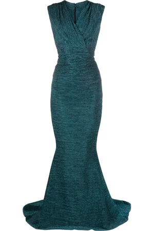 TALBOT RUNHOF Glitter-detail V-neck gown dress