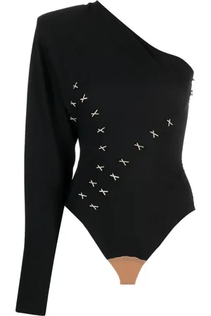 GENNY Appliqué-detailing one-shoulder bodysuit