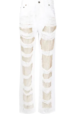 DARKPARK Ripped design cotton jeans