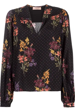 Twin-Set Mix-print V-neck blouse
