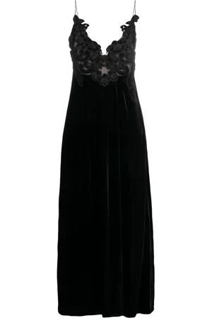 ZIMMERMANN Floral-embellished velvet A-line dress