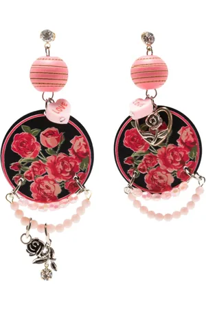AMIR SLAMA Floral-print pearl-detail earrings