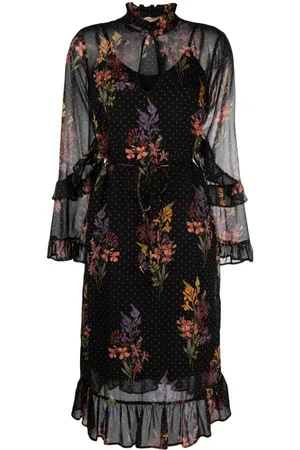 Twin-Set Double-layer floral-print midi dress
