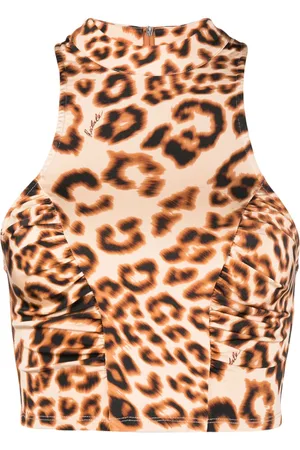 ROTATE Leopard-pattern crop top