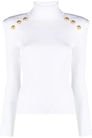 Balmain Button-embellished ribbed-knit jumper