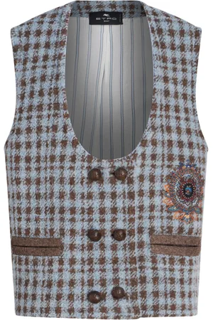 Etro Houndstooth embroidered gilet