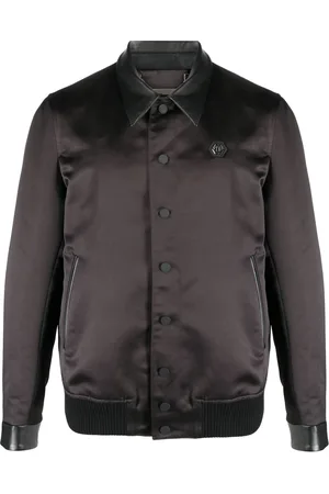 Philipp Plein Satin-finish graphic-print bomber jacket