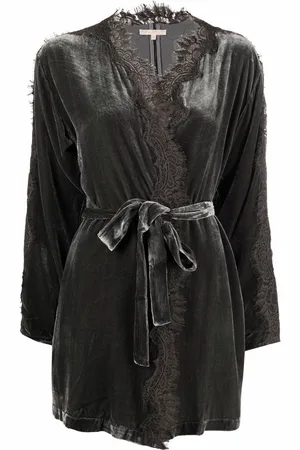 Gold Hawk Lace-trim belted coat