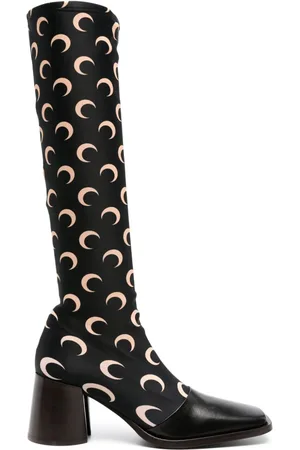 Marine Serre Regenerated jersey knee-high boots