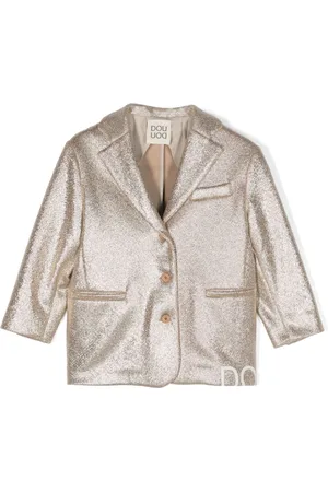 DOUUOD KIDS Metallic-effect single-breast blazer