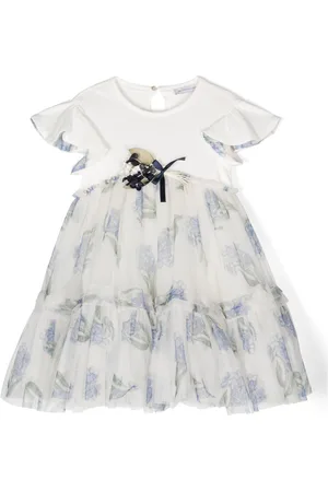 MONNALISA Floral-print tulle dress