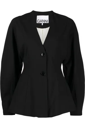 Ganni V-neck single-breasted blazer