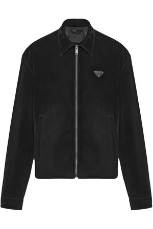 Prada Triangle-logo velvet blouson jacket