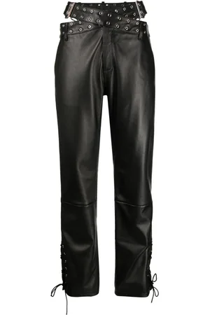 MONSE Criss-cross belt leather trousers