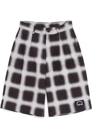 MARCELO BURLON Blurred Check cotton-blend shorts
