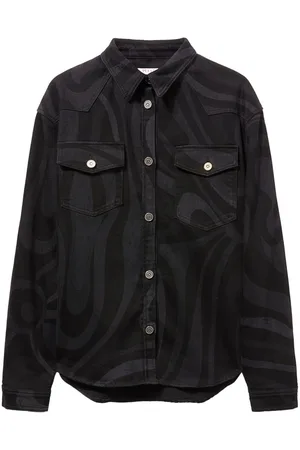 Puccini Marmo-print denim shirt