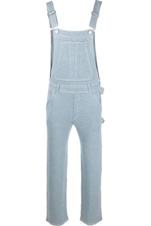 Barrie Cotton-cashmere denim-effect dungarees