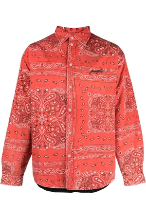 Purple Brand Logo-embroidered bandana-print shirt