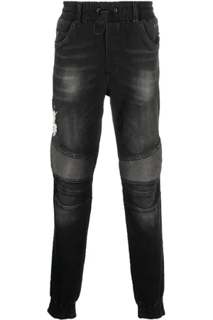 Philipp Plein Drawstring-waist tapered jeans
