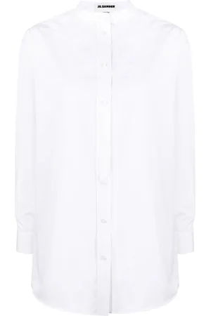 Jil Sander Band-collar cotton poplin shirt