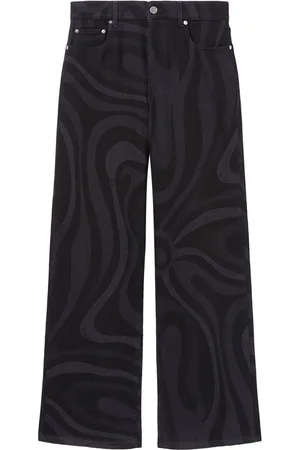 Puccini Marmo-print denim wide-leg jeans