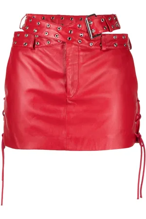 MONSE Belted criss-cross leather mini-skirt