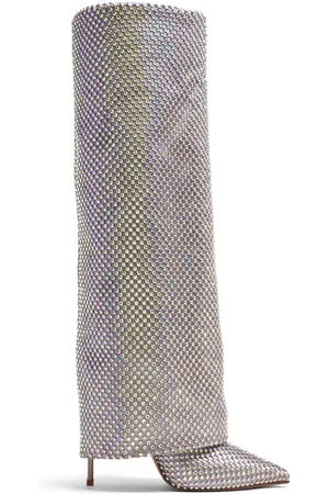 LE SILLA Gilda 120mm crystal-embellished knee-high boots