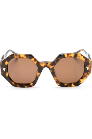 Nanushka Hexagonal-frame logo-plaque sunglasses