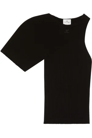Courrèges Asymmetric wave ribbed-knit jumper