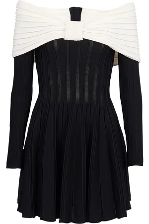 Balmain Off-shoulder knitted minidress
