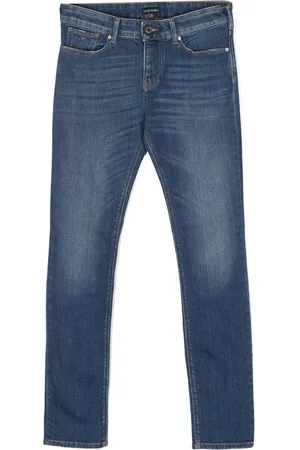 Emporio Armani Logo-plaque mid-rise slim-cut jeans