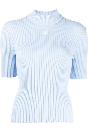 Courrèges Logo-debossed ribbed-knit T-shirt