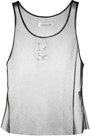 Ludovic De Saint Sernin Crystal-embellished mesh tank top