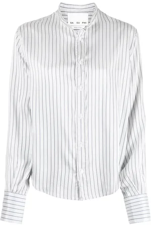 Sa Su Phi Striped long-sleeve silk shirt