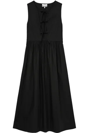 Ganni Bow-detail cotton midi dress