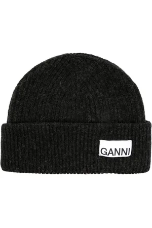 Ganni Logo-patch ribbed beanie