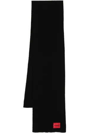 HUGO BOSS Logo-patch knitted scarf
