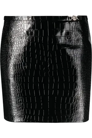 VERSACE Crocodile-effect leather miniskirt